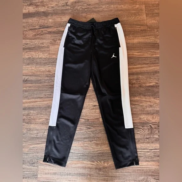 Jordan Men’s Zipper Tapered Black White Pants Jogger Large - Picture 1 of 4